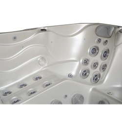 JACUZZI OGRODOWE WANNA SPA560 BIAŁA PERŁA OBUDOWA ANTRACYT 220x220 CM
