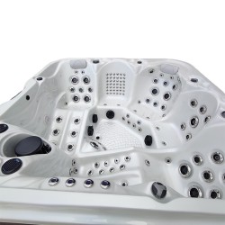 JACUZZI OGRODOWE WANNA SPA560 BIAŁA PERŁA OBUDOWA KAWA 220x220 CM