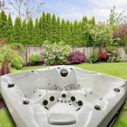 JACUZZI OGRODOWE WANNA SPA560 BIAŁA PERŁA OBUDOWA KAWA 220x220 CM