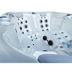 JACUZZI OGRODOWE WANNA SPA565 BIAŁA PERŁA OBUDOWA SZARA 170x210 CM