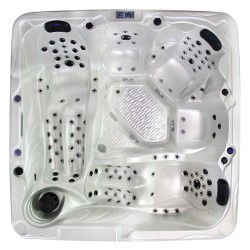 JACUZZI OGRODOWE WANNA SPA702 BIAŁA PERŁA OBUDOWA CIEMNO-SZARE DREWNO 230x230 CM