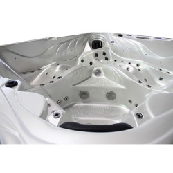 JACUZZI OGRODOWE WANNA SPA702 BIAŁA PERŁA OBUDOWA CIEMNO-SZARE DREWNO 230x230 CM