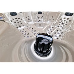 JACUZZI OGRODOWE WANNA SPA702 BIAŁA PERŁA OBUDOWA CIEMNO-SZARE DREWNO 230x230 CM