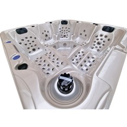JACUZZI OGRODOWE WANNA SPA702 BIAŁA PERŁA OBUDOWA CIEMNO-SZARE DREWNO 230x230 CM