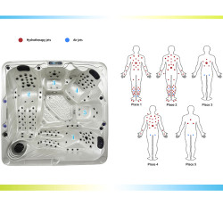 JACUZZI OGRODOWE WANNA SPA702 BIAŁA PERŁA OBUDOWA KAWA 230x230 CM