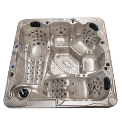 JACUZZI OGRODOWE WANNA SPA702 CAPPUCCINO OBUDOWA CIEMNO-SZARE DREWNO 230x230 CM
