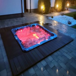 JACUZZI OGRODOWE WANNA SPA702 NIEBIESKA FALA OCEANU OBUDOWA ANTRACYT 230x230 CM