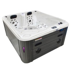 JACUZZI OGRODOWE WANNA SPA705 BIAŁA PERŁA OBUWODA SZARA 210x170 CM