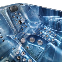 JACUZZI OGRODOWE WANNA SPA705 NIEBIESKA FALA OCEANU OBUDOWA KAWA 210x170 CM