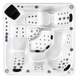 JACUZZI OGRODOWE WANNA SPA741 BIAŁA PERŁA OBUDOWA ANTRACYT 200x200 CM