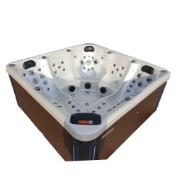 JACUZZI OGRODOWE WANNA SPA741 BIAŁA PERŁA OBUDOWA KAWA 200x200 CM