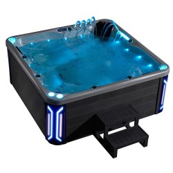 JACUZZI OGRODOWE WANNA SPA741 BIAŁA PERŁA OBUDOWA SZARA 200x200 CM