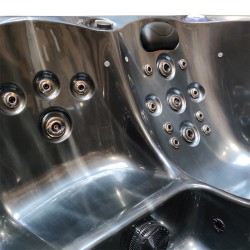 JACUZZI OGRODOWE WANNA SPA742 CZARNA FALA OCEANU OBUDOWA SZARA 190x190 CM