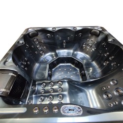 JACUZZI OGRODOWE WANNA SPA742 CZARNA FALA OCEANU OBUDOWA SZARA 190x190 CM