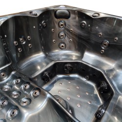 JACUZZI OGRODOWE WANNA SPA742 CZARNA FALA OCEANU OBUDOWA SZARA 190x190 CM