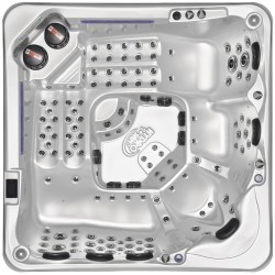 JACUZZI OGRODOWE WANNA SPA743 BIAŁA PERŁA OBUDOWA BRĄZOWA 220x220 CM