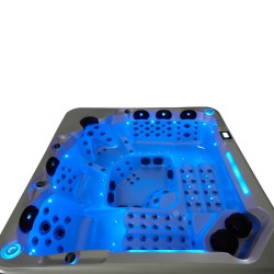 JACUZZI OGRODOWE WANNA SPA743 BIAŁA PERŁA OBUDOWA BRĄZOWA 220x220 CM