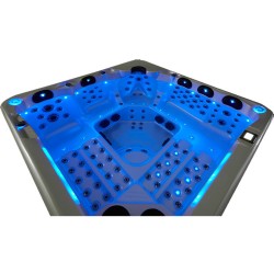 JACUZZI OGRODOWE WANNA SPA743 BIAŁA PERŁA OBUDOWA BRĄZOWA DESKA F21 220x220 CM