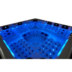 JACUZZI OGRODOWE WANNA SPA743 BIAŁA PERŁA OBUDOWA BRĄZOWA DESKA F21 220x220 CM