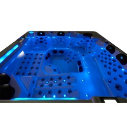 JACUZZI OGRODOWE WANNA SPA743 BIAŁA PERŁA OBUDOWA BRĄZOWA DESKA F21 220x220 CM