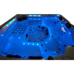 JACUZZI OGRODOWE WANNA SPA743 BIAŁA PERŁA OBUDOWA BRĄZOWA DESKA F21 220x220 CM