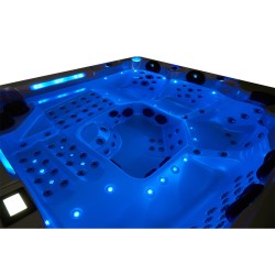 JACUZZI OGRODOWE WANNA SPA743 BIAŁA PERŁA OBUDOWA BRĄZOWA DESKA F21 220x220 CM