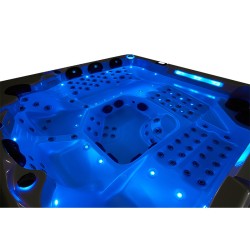 JACUZZI OGRODOWE WANNA SPA743 BIAŁA PERŁA OBUDOWA BRĄZOWA DESKA F21 220x220 CM
