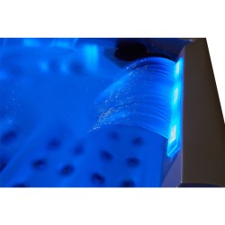 JACUZZI OGRODOWE WANNA SPA743 BIAŁA PERŁA OBUDOWA BRĄZOWA DESKA F21 220x220 CM