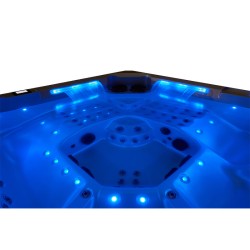 JACUZZI OGRODOWE WANNA SPA743 BIAŁA PERŁA OBUDOWA BRĄZOWA DESKA F21 220x220 CM