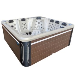 JACUZZI OGRODOWE WANNA SPA743 BIAŁA PERŁA OBUDOWA KAWA 220x220 CM