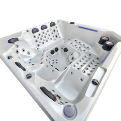 JACUZZI OGRODOWE WANNA SPA743 BIAŁA PERŁA OBUDOWA KAWA 220x220 CM