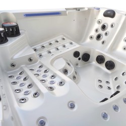 JACUZZI OGRODOWE WANNA SPA743 BIAŁA PERŁA OBUDOWA SZARA F24 220x220 CM