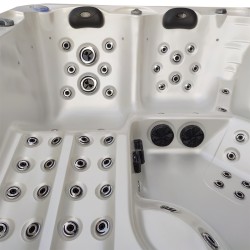 JACUZZI OGRODOWE WANNA SPA743 BIAŁA PERŁA OBUDOWA SZARA F24 220x220 CM