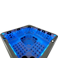 JACUZZI OGRODOWE WANNA SPA743 BIAŁA PERŁA OBUDOWA SZARA F24 220x220 CM