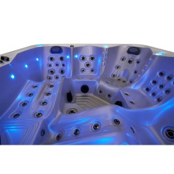 JACUZZI OGRODOWE WANNA SPA744 BIAŁA PERŁA OBUDOWA SZARA 210x210 CM