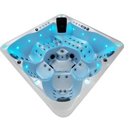 JACUZZI OGRODOWE WANNA SPA744 BIAŁA PERŁA OBUDOWA SZARA 210x210 CM