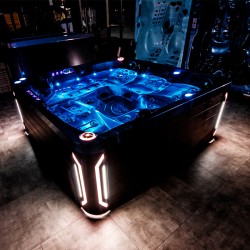 JACUZZI OGRODOWE WANNA SPA744 NIEBIESKA FALA OCEANU OBUDOWA KAWA 210x210 CM