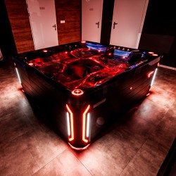 JACUZZI OGRODOWE WANNA SPA744 NIEBIESKA FALA OCEANU OBUDOWA KAWA 210x210 CM