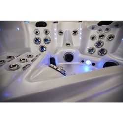 JACUZZI OGRODOWE WANNA SPA745 BIAŁĄ PERŁA OBUDOWA KAWA 200x200 CM
