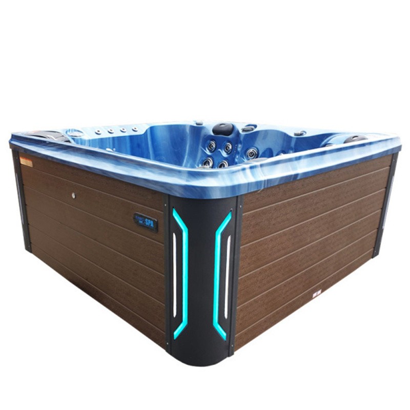 JACUZZI OGRODOWE WANNA SPA745 NIEBIESKA FALA OBUDOWA KAWA 200x200 CM JACUZZI OGRODOWE WANNA SPA745 NIEBIESKA FALA OBUDOWA KAWA 200x200 CM