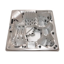JACUZZI OGRODOWE WANNA SPA746 BIAŁA PERŁA OBUDOWA BRĄZOWA DESKA F21 230x230 CM