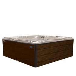 JACUZZI OGRODOWE WANNA SPA746 BIAŁA PERŁA OBUDOWA BRĄZOWA DESKA F21 230x230 CM