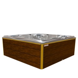 JACUZZI OGRODOWE WANNA SPA746 BIAŁA PERŁA OBUDOWA BRĄZOWA DESKA F21 230x230 CM
