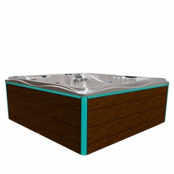 JACUZZI OGRODOWE WANNA SPA746 BIAŁA PERŁA OBUDOWA BRĄZOWA DESKA F21 230x230 CM