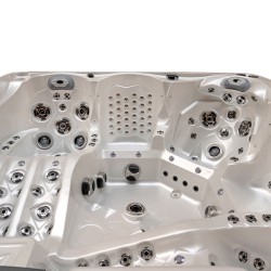 JACUZZI OGRODOWE WANNA SPA746 BIAŁA PERŁA OBUDOWA BRĄZOWA DESKA F21 230x230 CM