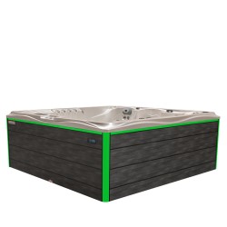 JACUZZI OGRODOWE WANNA SPA746 BIAŁA PERŁA OBUDOWA SZARA DESKA F22 230x230 CM