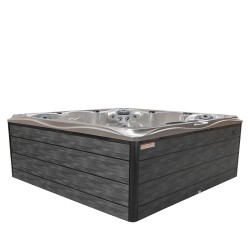 JACUZZI OGRODOWE WANNA SPA746 BIAŁA PERŁA OBUDOWA SZARA DESKA F22 230x230 CM