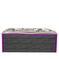JACUZZI OGRODOWE WANNA SPA746 BIAŁA PERŁA OBUDOWA SZARA DESKA F22 230x230 CM