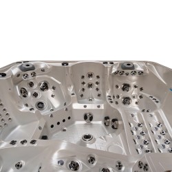 JACUZZI OGRODOWE WANNA SPA746 BIAŁA PERŁA OBUDOWA SZARA DESKA F22 230x230 CM