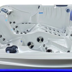 JACUZZI OGRODOWE WANNA SPA746 BIAŁA PERŁA OBUDOWA SZARA DESKA F22 230x230 CM